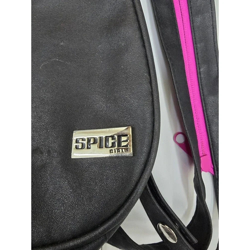 Vintage Spice Girls “Girl Power” Sling Bag — Black Faux Leather, Pink Accents
